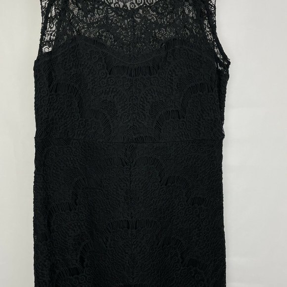Intimately Free People Black Peekaboo Lace Slip Dress Scallop Hem Size S/M - Picture 4 of 12